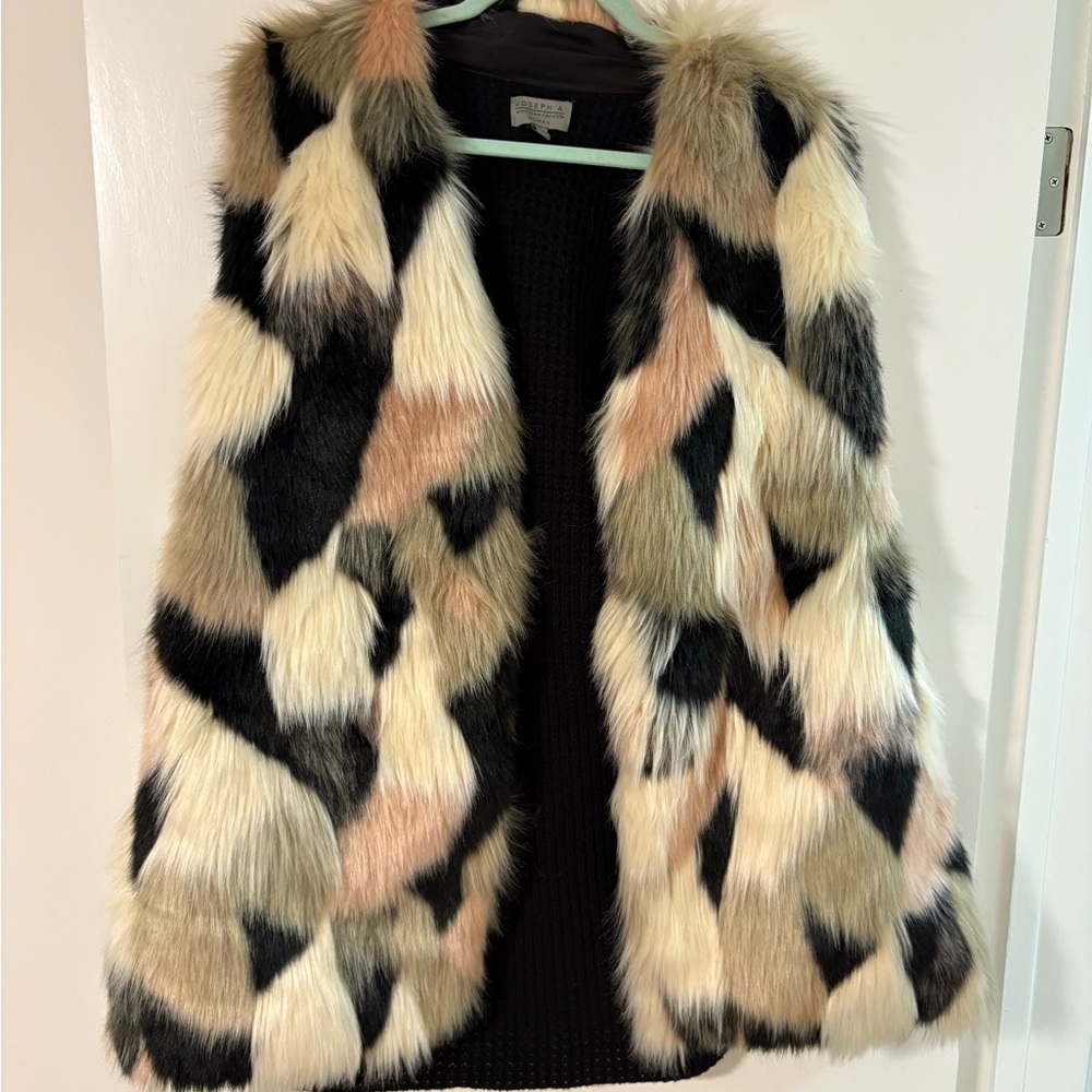 Faux Fur Vest with Geometric Pattern
